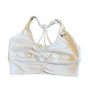 TLF Take Life Further White Sports Bra Strappy Logo Workout Running Size Medium